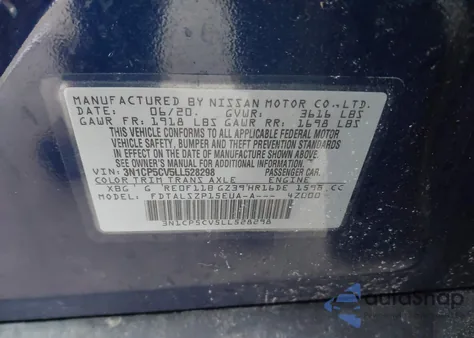 2020 Nissan Kicks Sv Xtronic Cvt z USA, uszkodzony, nr VIN 3N1CP5CV5LL528298